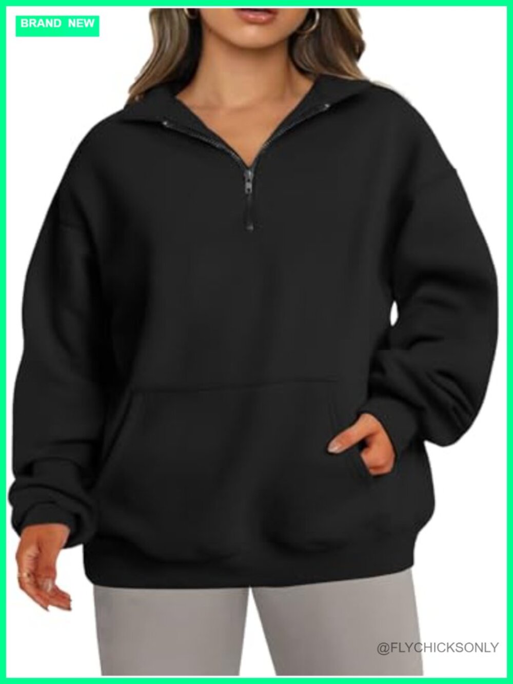 Plus Size Half Zip Sweatshirt with Pockets Oversized Pullover